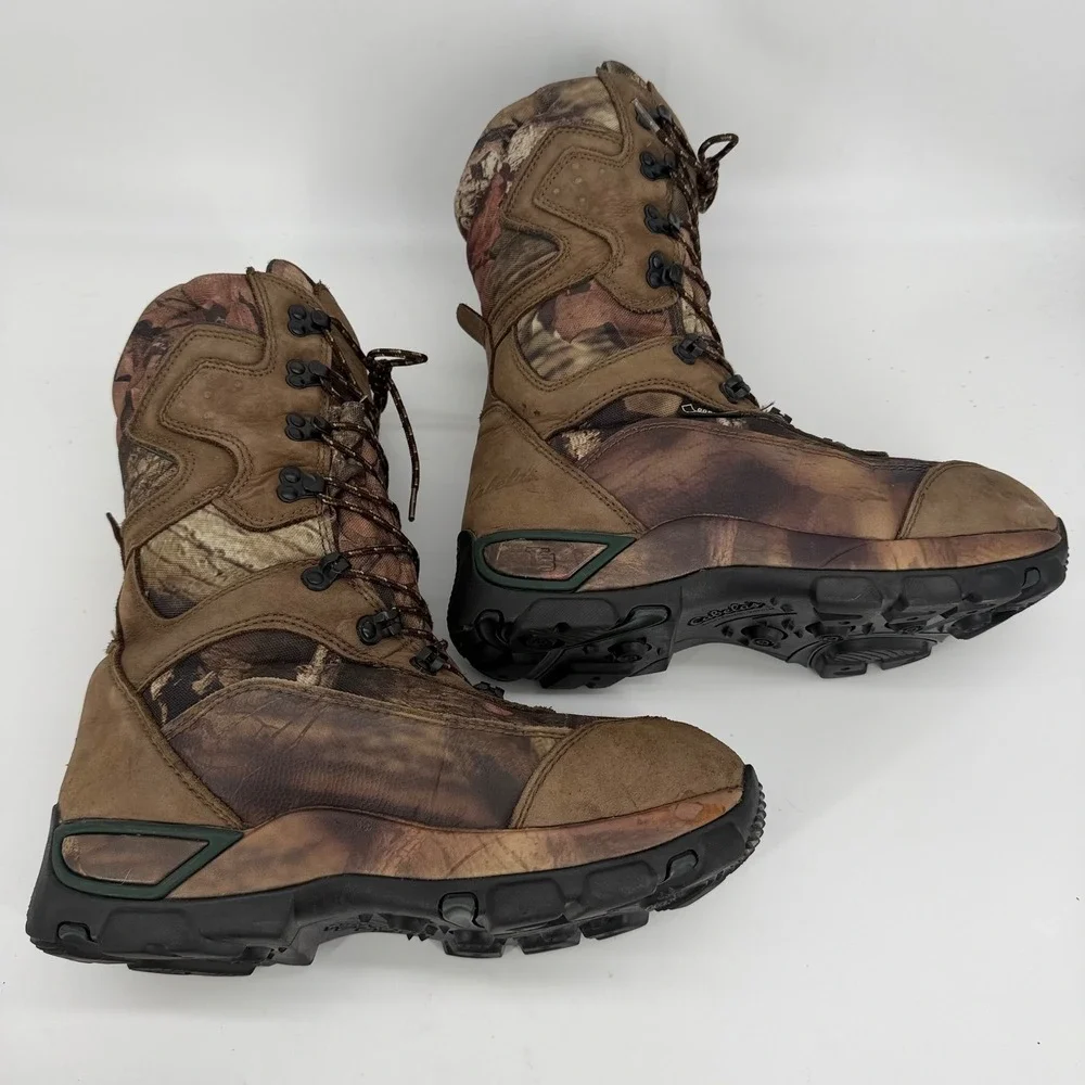 Cabelas Mens 8.5 D Gore-Tex 1200g Thinsulate Hunting Boots Camo Brown 81-8445